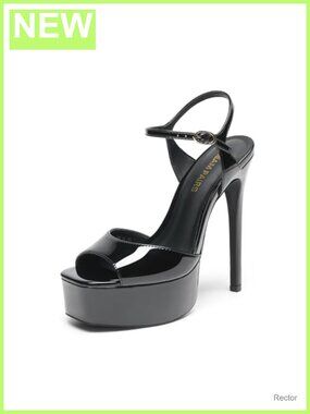 Women's High Platform Heels Stiletto Sandals Square Toe Ankle Strap